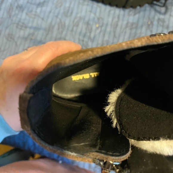 All Black suede and faux shearling hiking boots size 38 - Picture 6 of 9